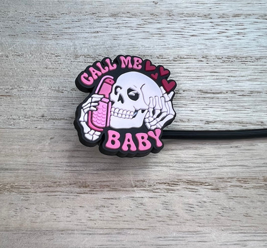 Straw Topper - Call Me Baby Skeleton