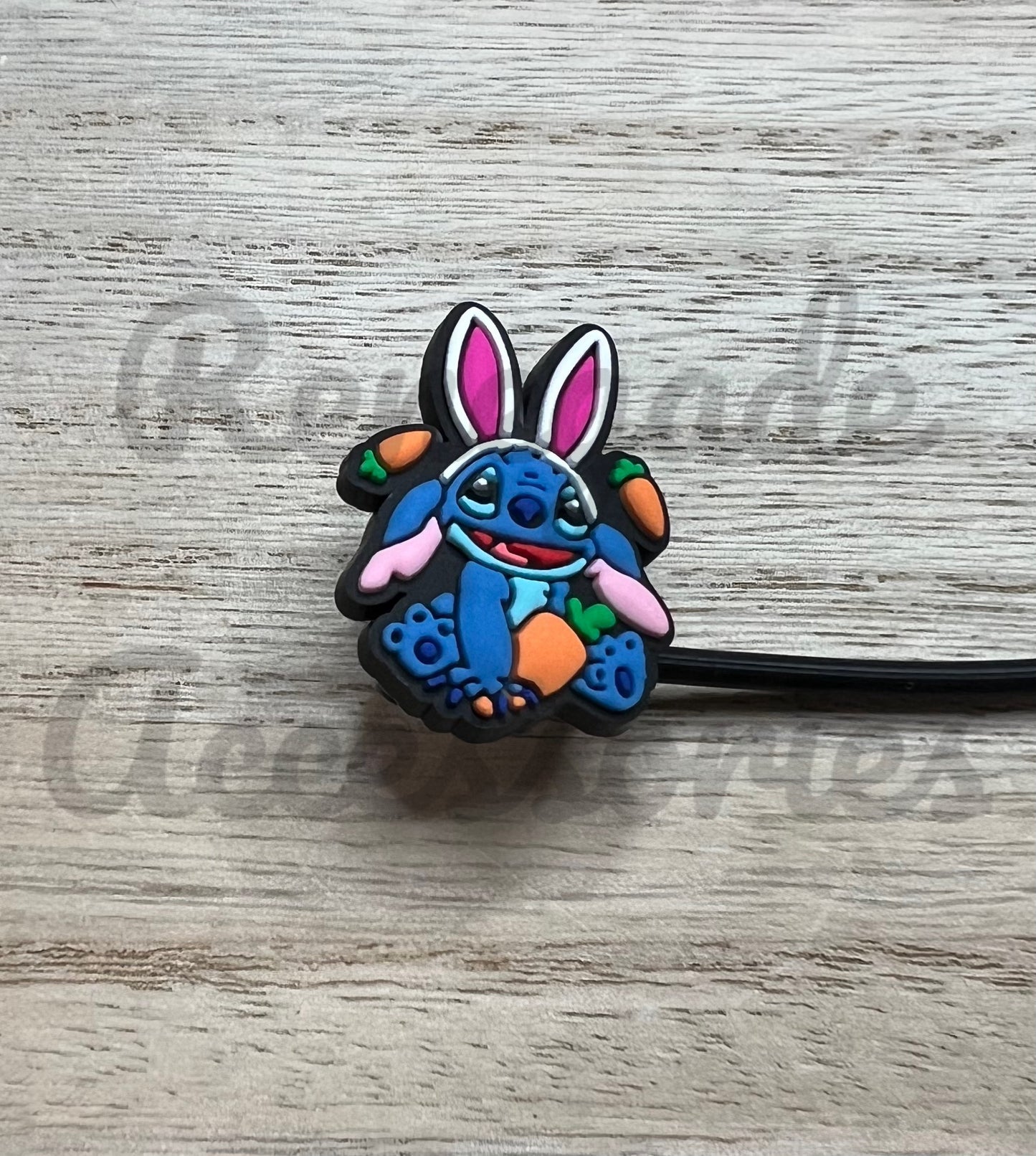 Straw Topper - Blue Alien Bunny