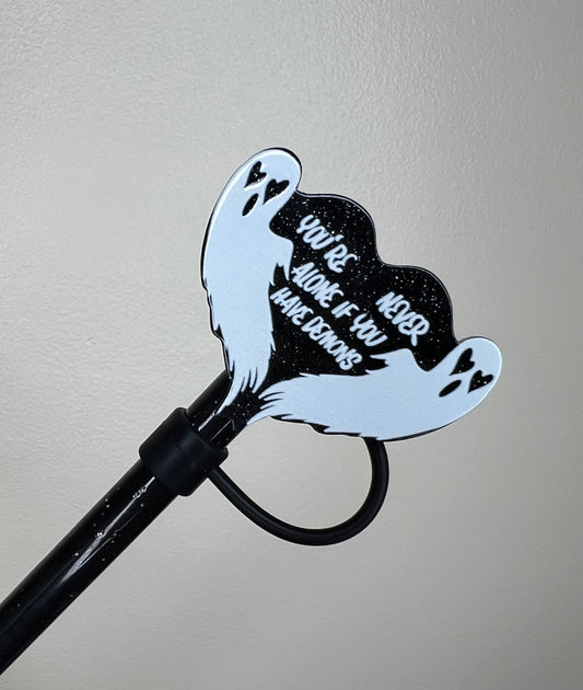 Straw Topper - Acrylic - Glitter Heart - You’re Never Alone If You Have Demons