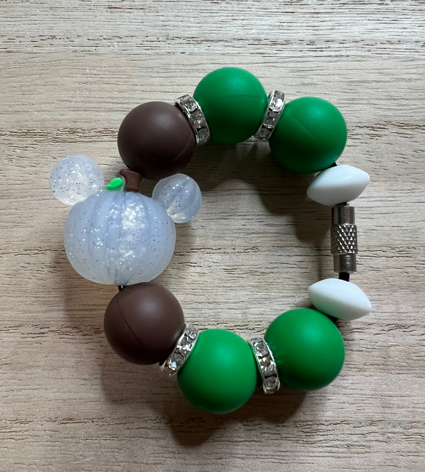 Silicone Charm - Mouse Ears Clear Glitter Pumpkin