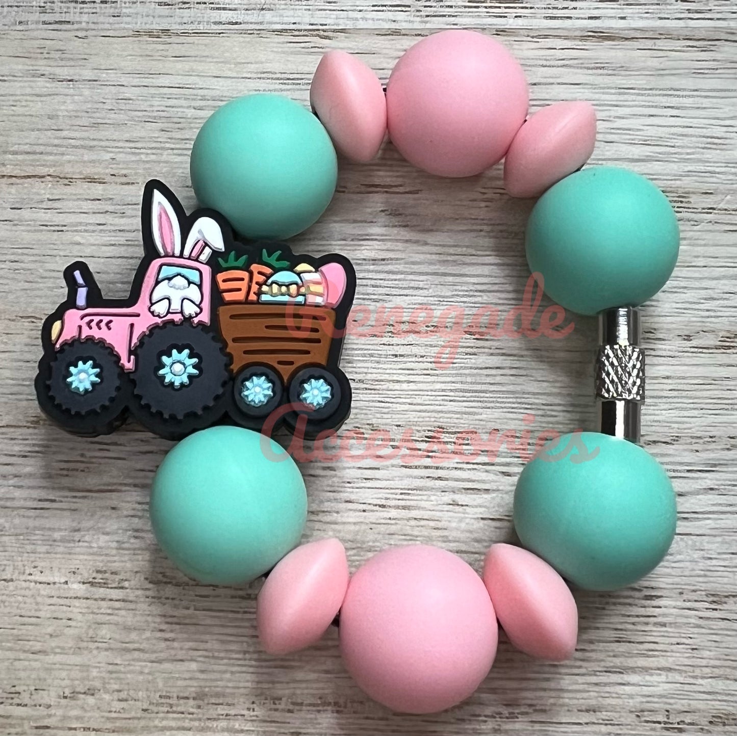 Silicone Charm - Bunny Tractor