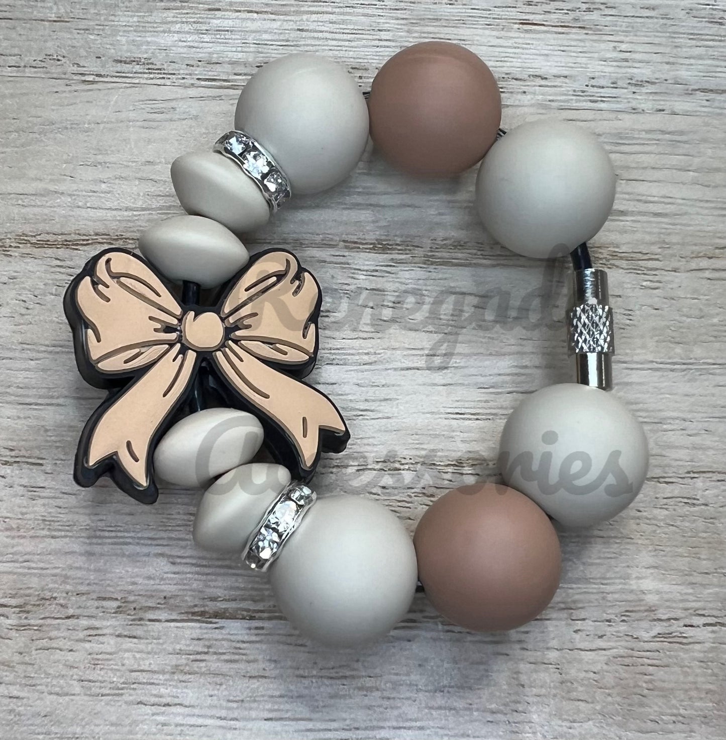 Silicone Charm - Brown Bow