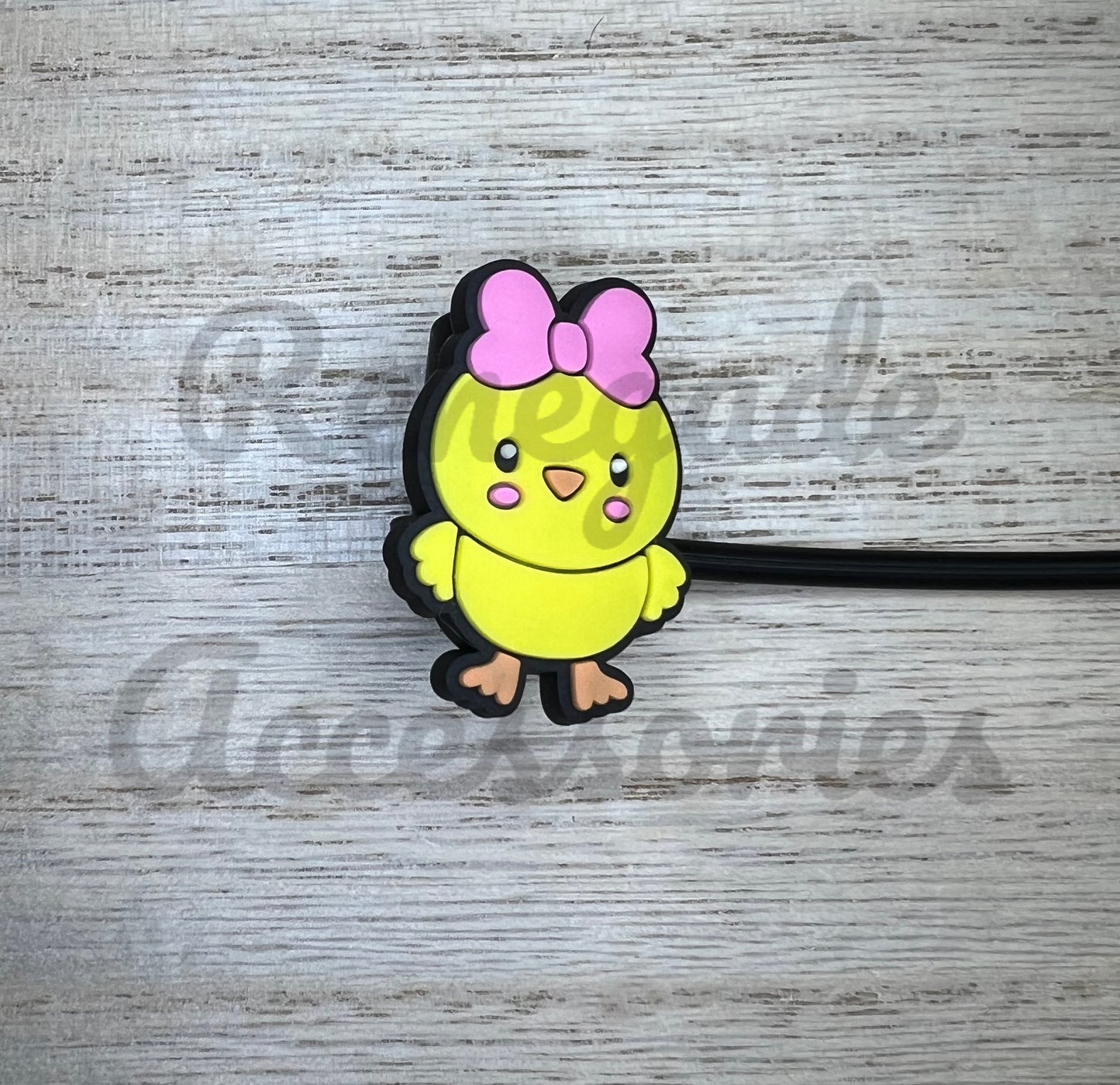 Straw Topper - Chick Pink Bow