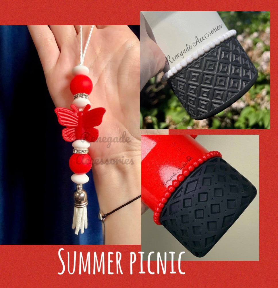 Bracelet Stack - White - Summer Picnice - 🖤40 Oz HYDROJUG🖤