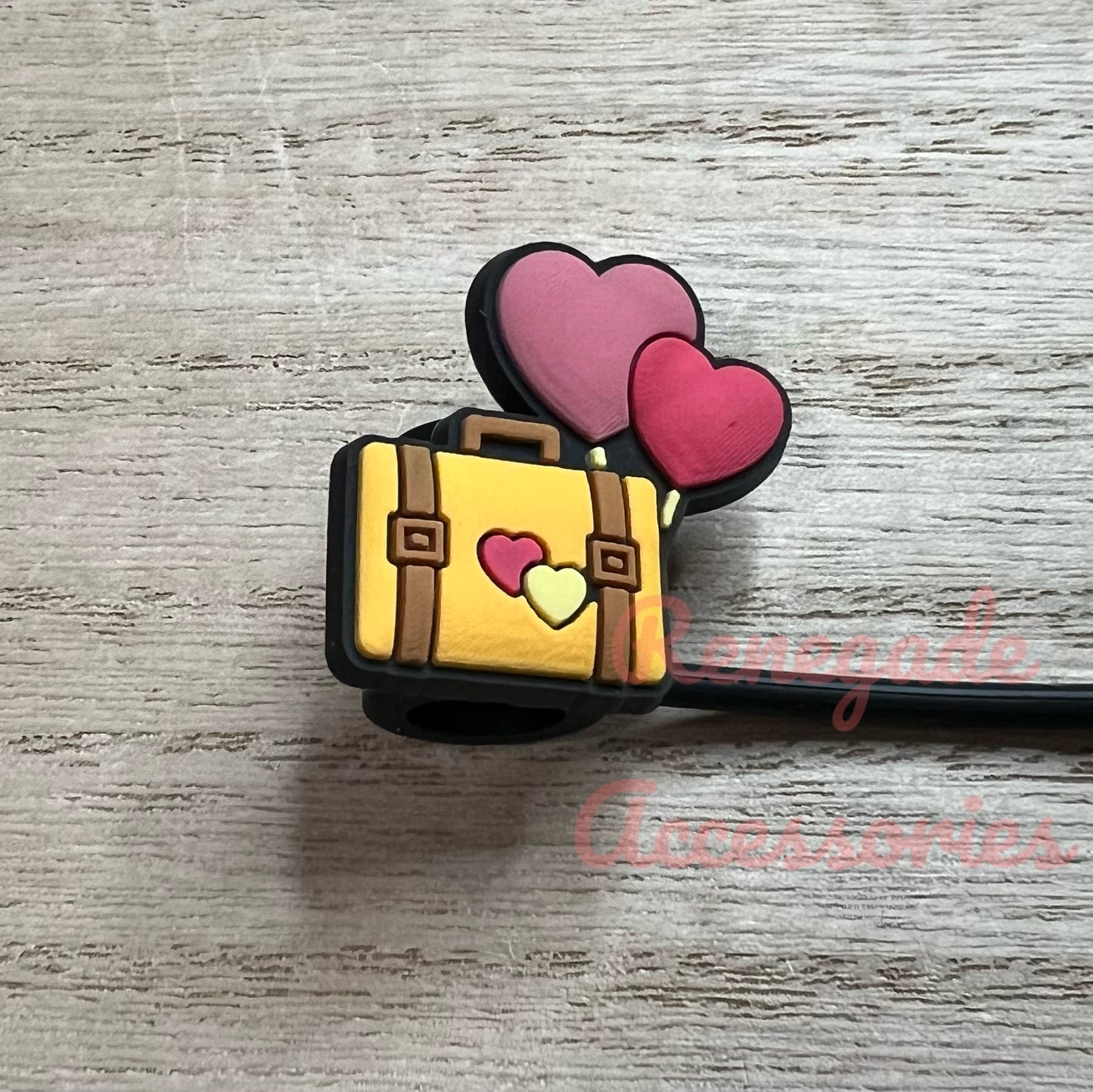Straw Topper - Heart Suitcase