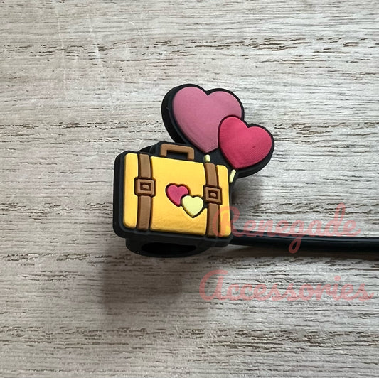 Straw Topper - Heart Suitcase