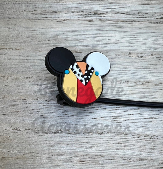 Straw Topper - Dalmatian Villain Character Mouse Ears