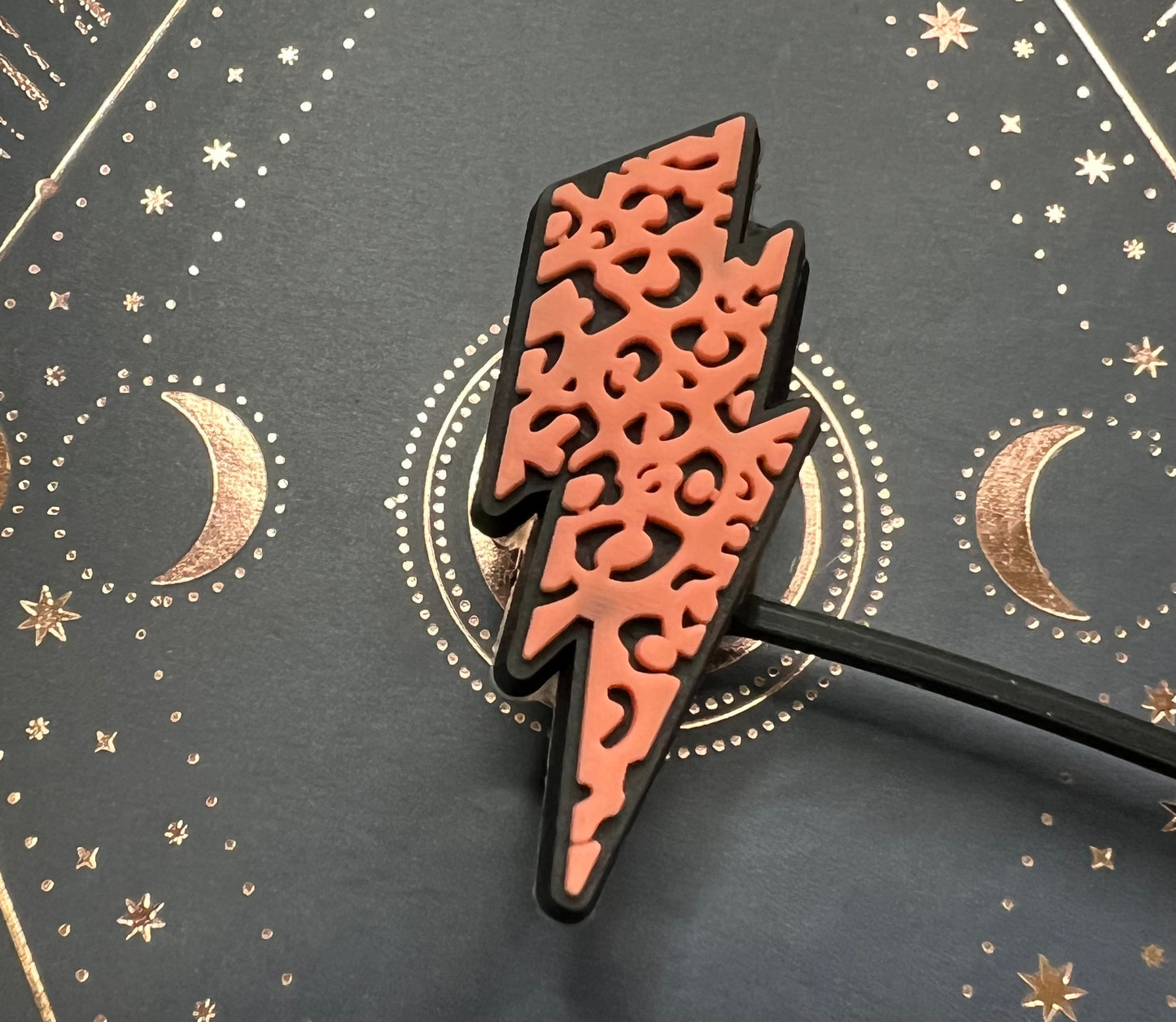 Straw Topper - Lightning Bolt Cheetah Print