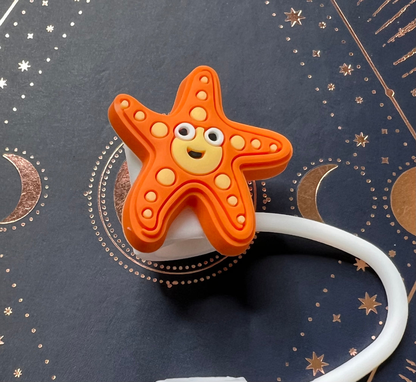 Straw Topper - Orange Starfish
