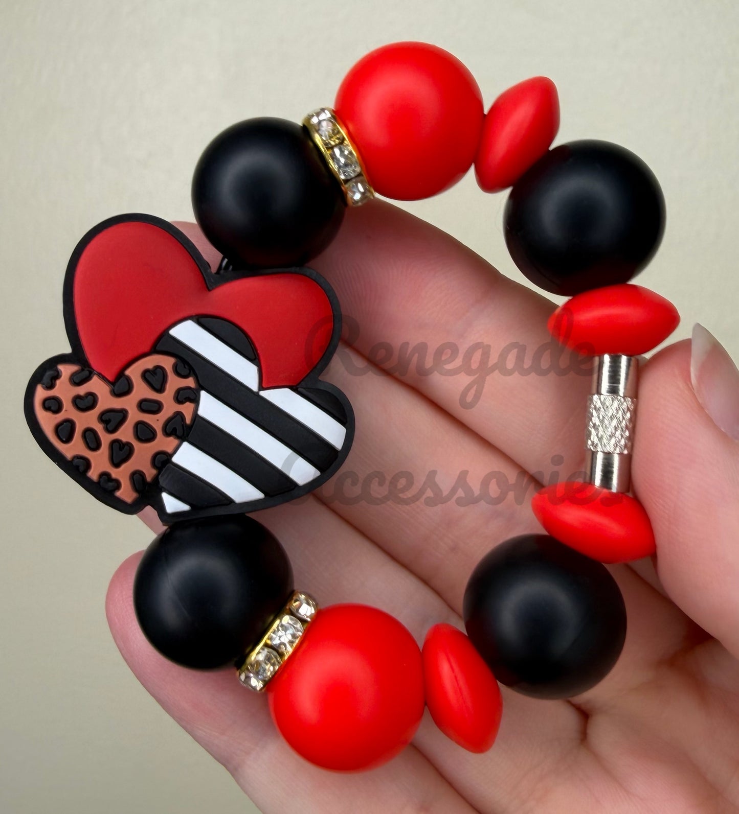 Silicone Charm - Red Hearts - Queen Of Hearts