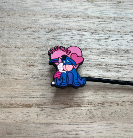 Straw Topper - Donkey & Pig - Yellow Bear Character Friends