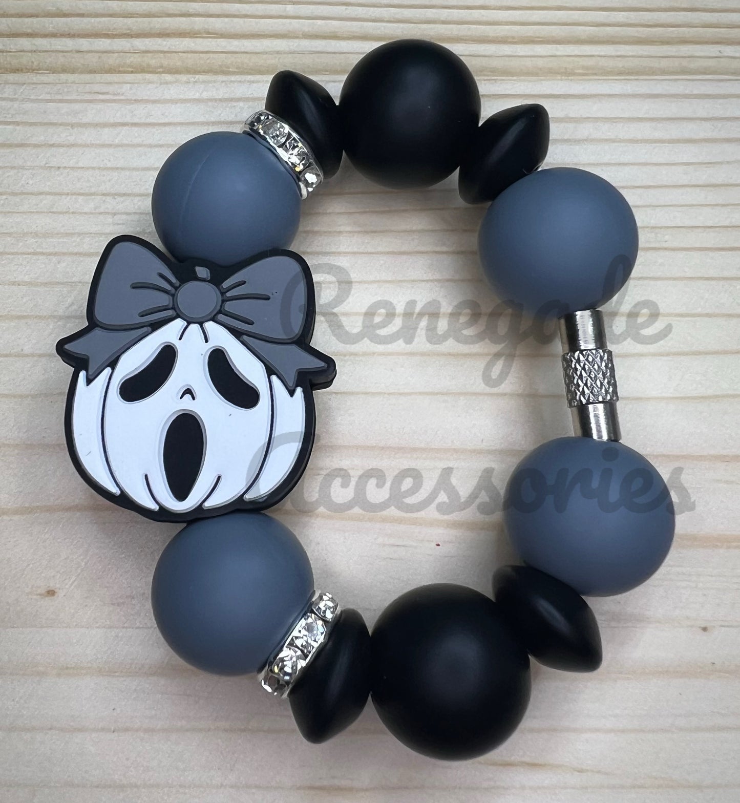 Silicone Charm - Ghostface Pumpkin Bow