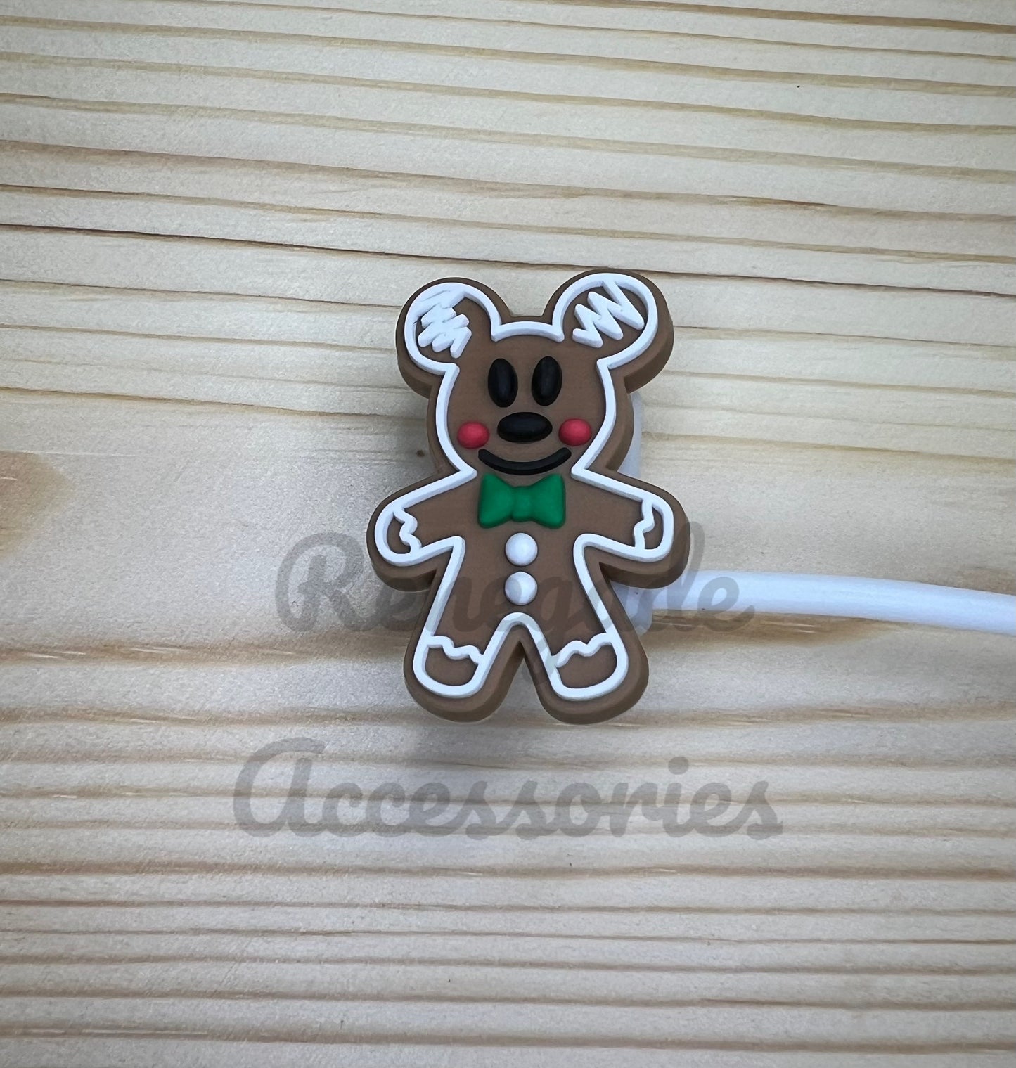 Straw Topper - Mouse Ears Gingerbread Boy