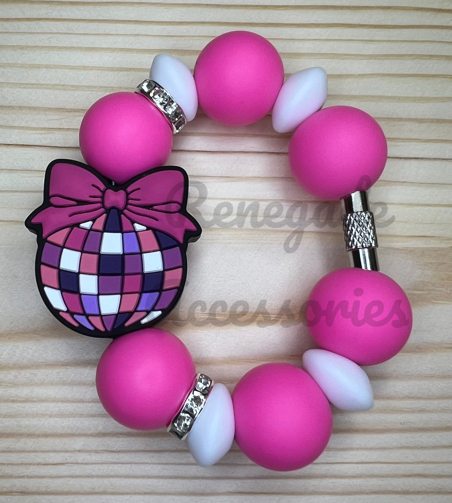 Silicone Charm - Disco Ball Bow