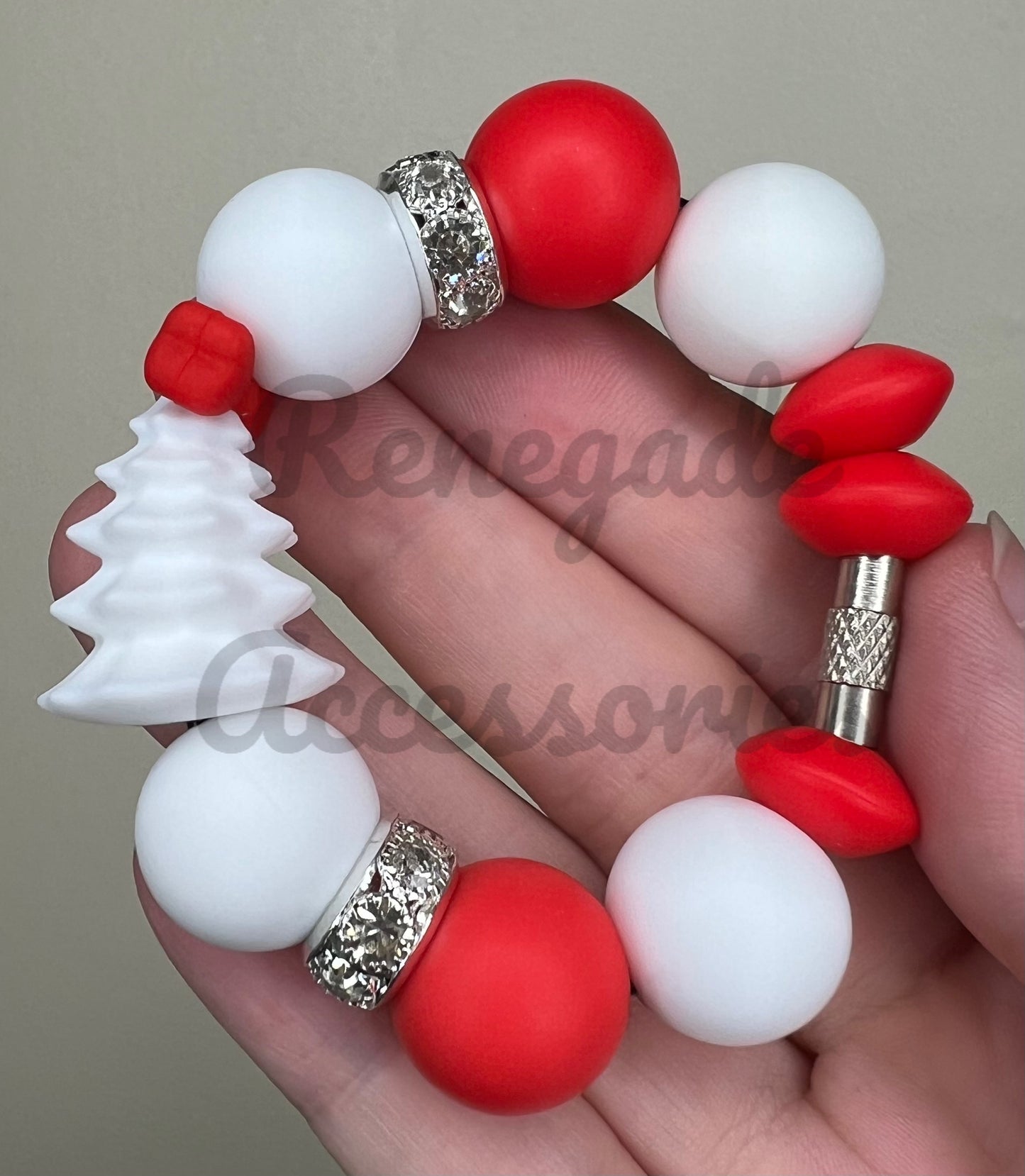 Silicone Charm - White Tree Bow