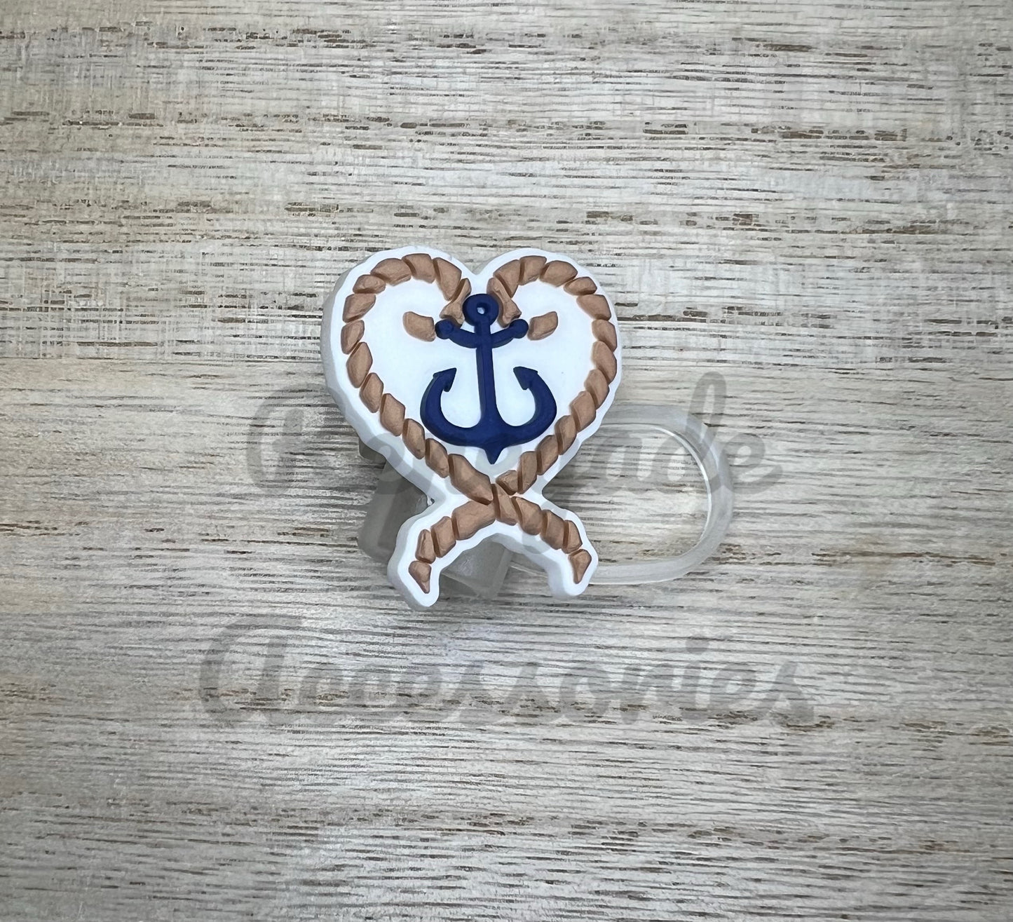 Straw Topper - Anchor Heart
