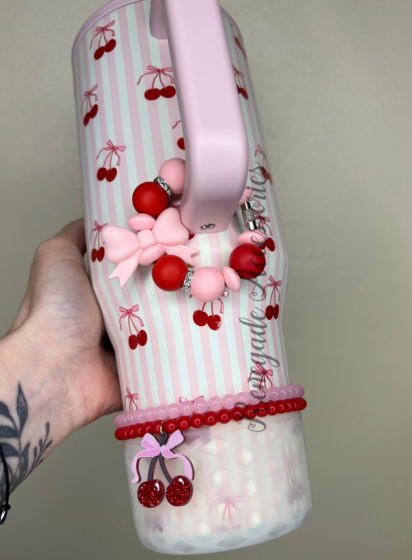 Silicone Charm - Pink Bow - Cherry