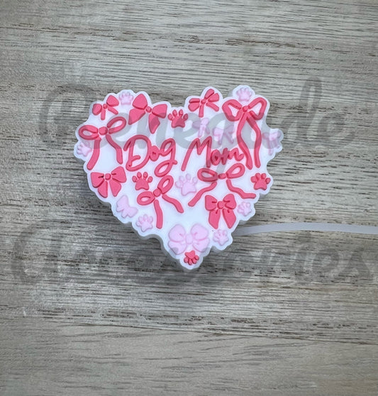 Straw Topper - Dog Mom Heart & Bows