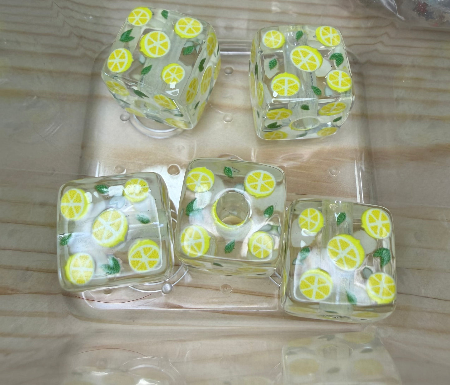 Acrylic Lemon Beads - Set Of 5
