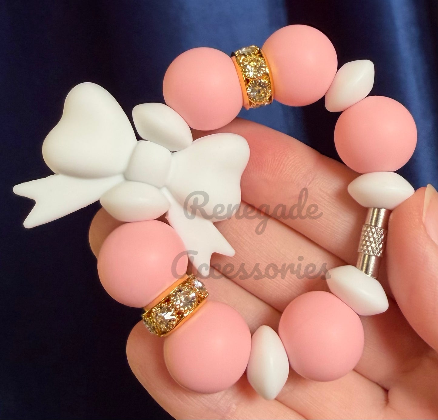 Silicone Charm - White Bow - Bouquet