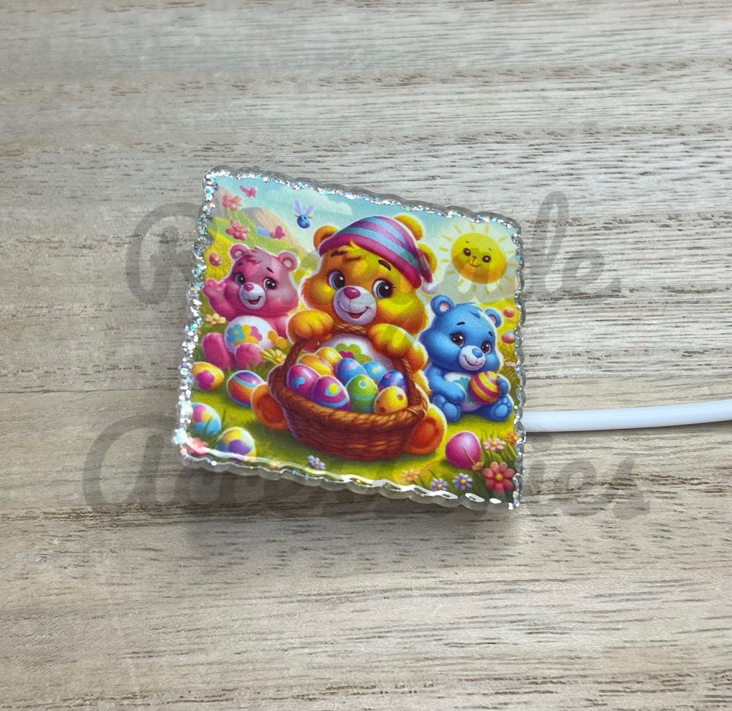 Straw Topper - Acrylic - C Bears Easter