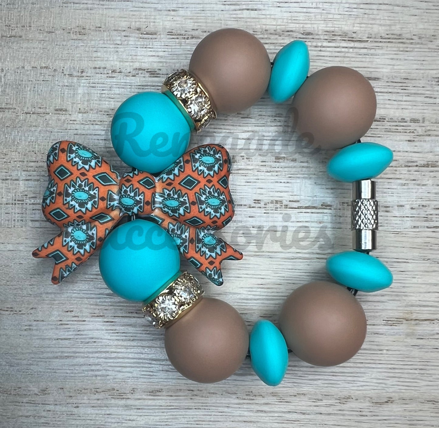 Silicone Charm - Aztec Print Bow