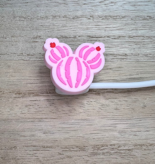 Straw Topper - Mouse Ears Pink Cactus