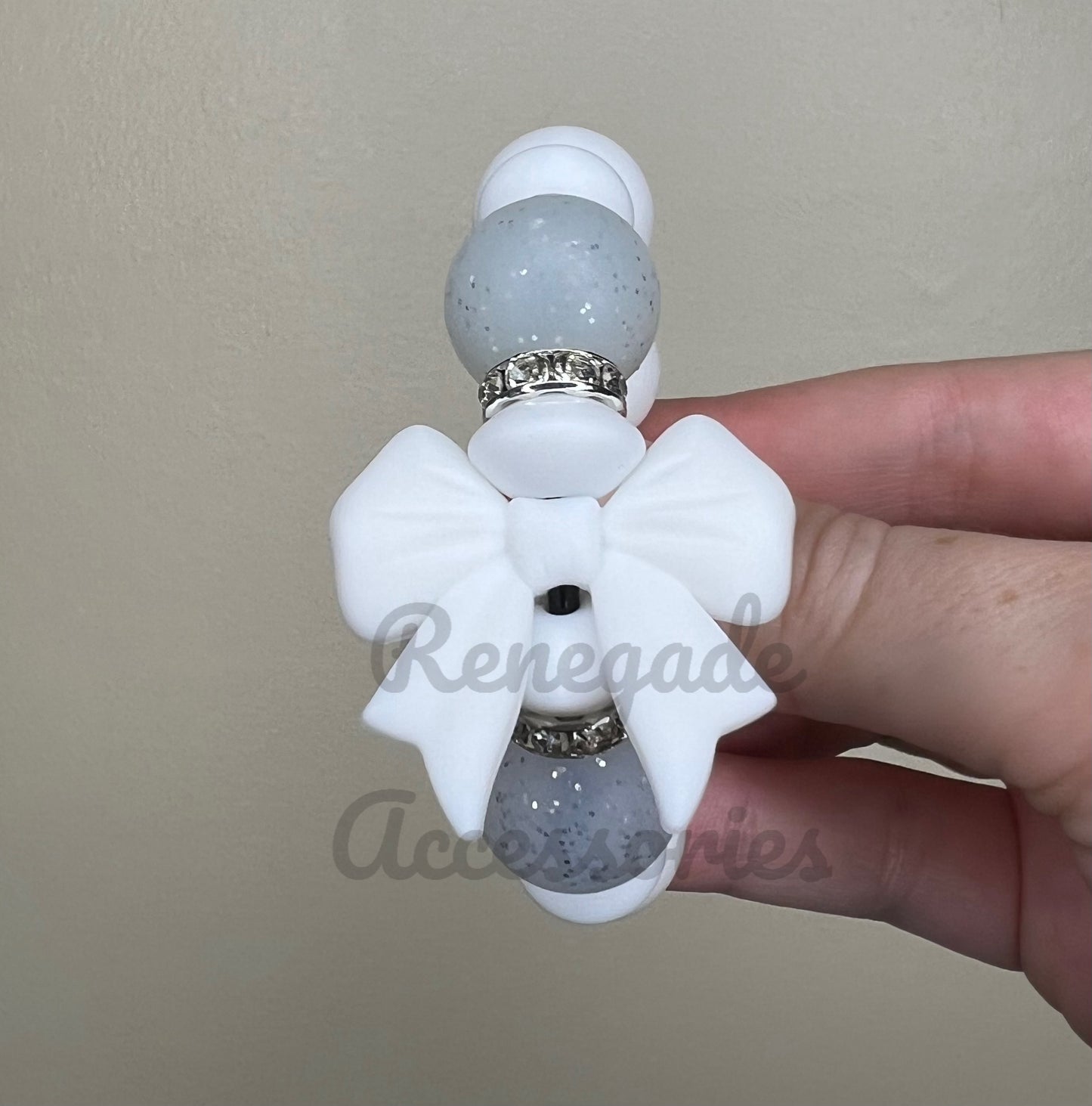 Silicone Charm - White Bow