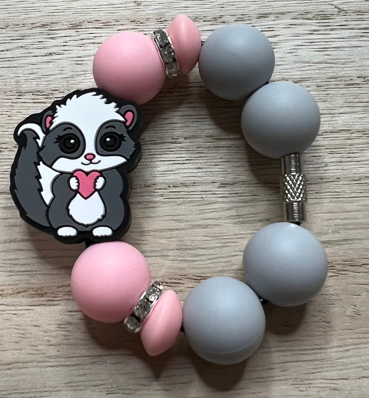 Silicone Charm - Heart Skunk