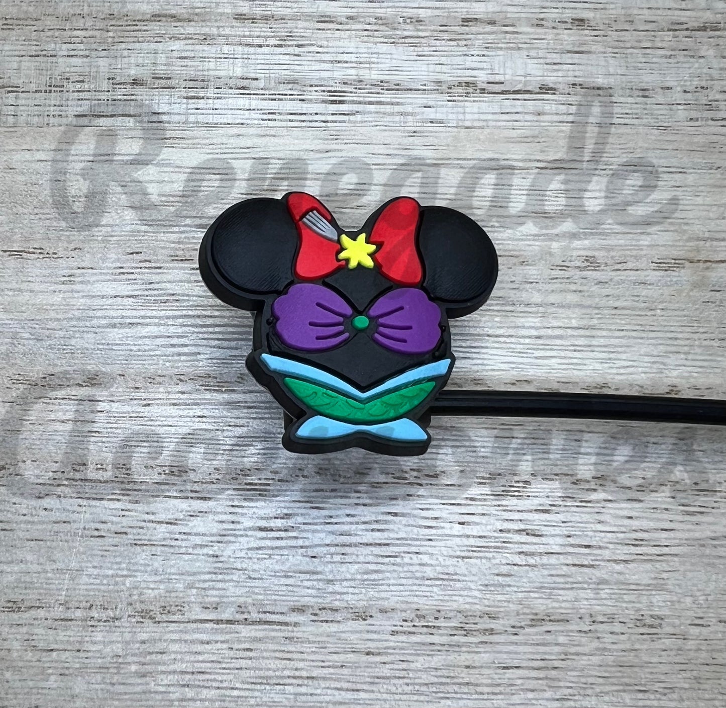 Straw Topper - Mermaid Princess Mouse Ears
