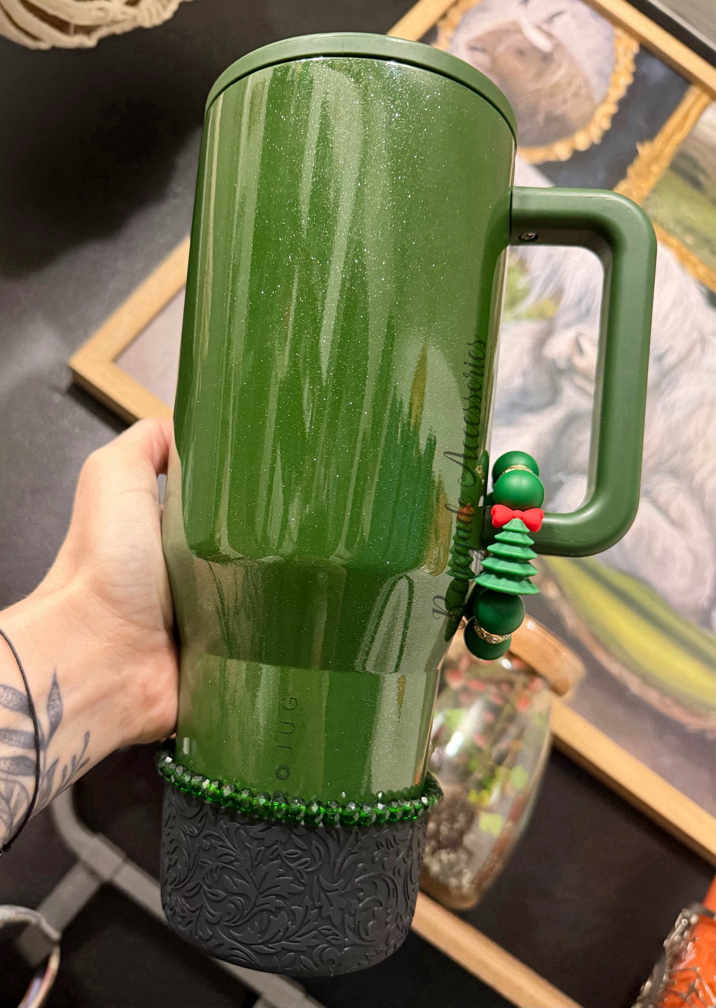 Silicone Charm - Tree Bow - Frosted Emerald