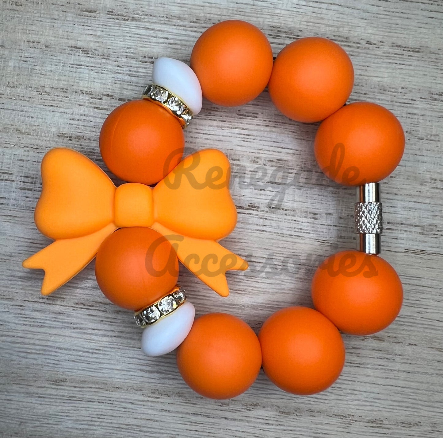 Silicone Charm - Tangerine Bow
