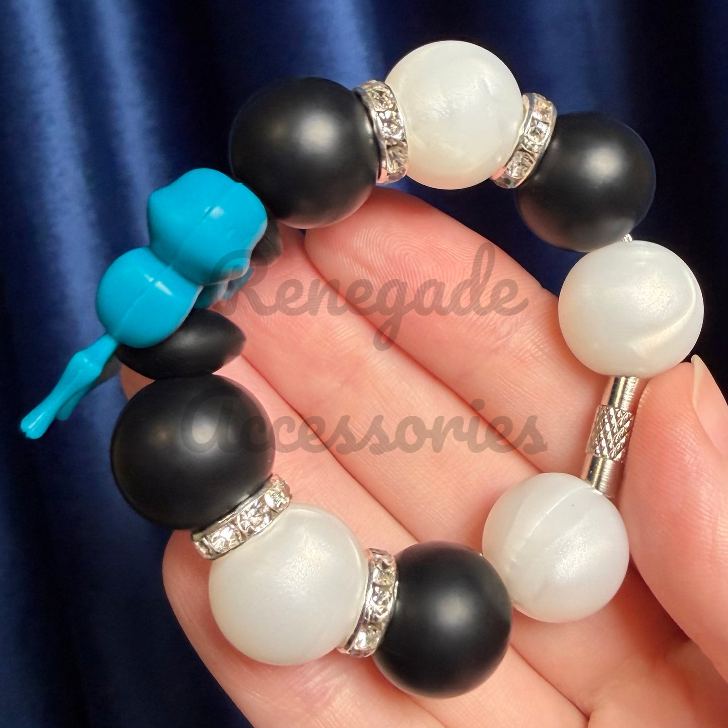 Silicone Charm - Peacock Blue Bow