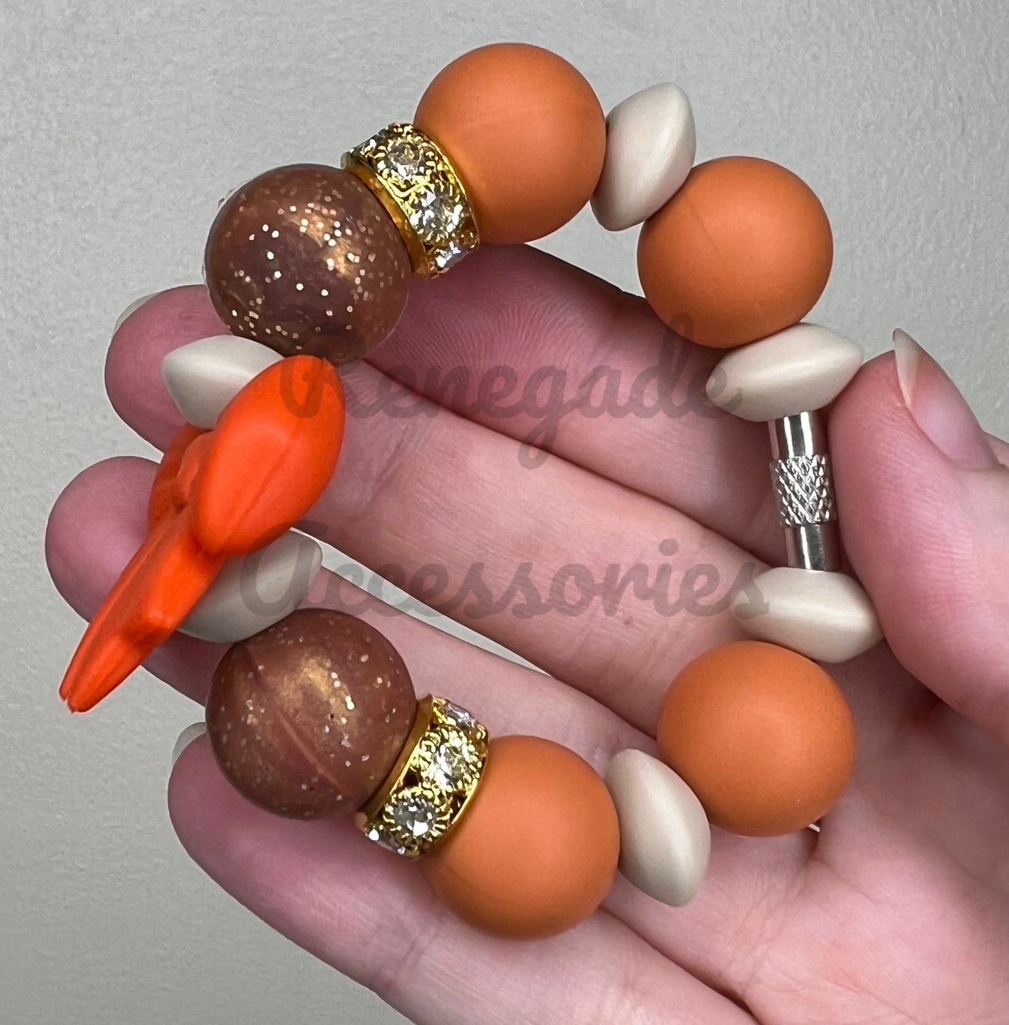 Silicone Charm - Orange Bow - Pumpkin Spice