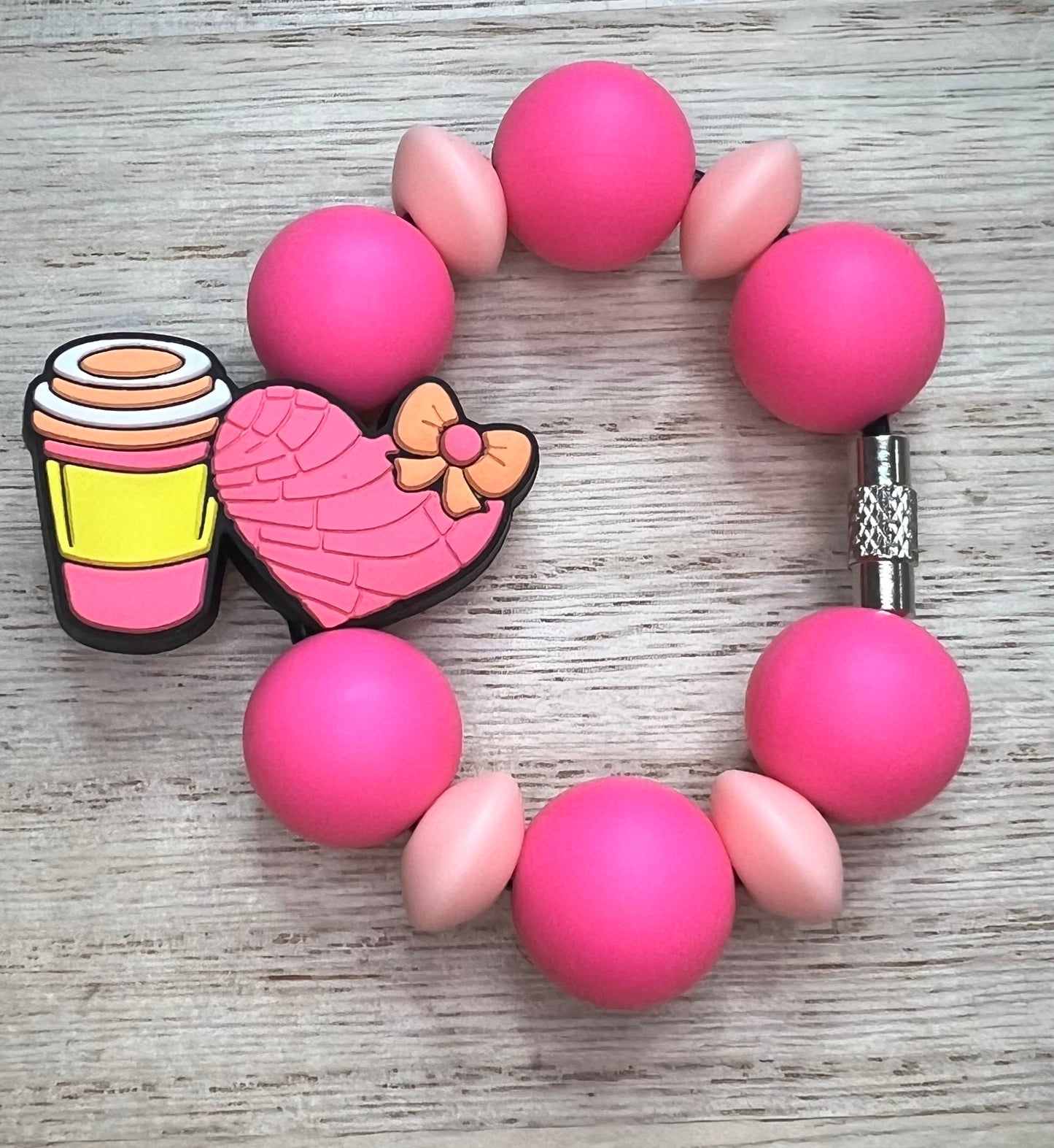 Silicone Charm - Concha Heart Bow Coffee