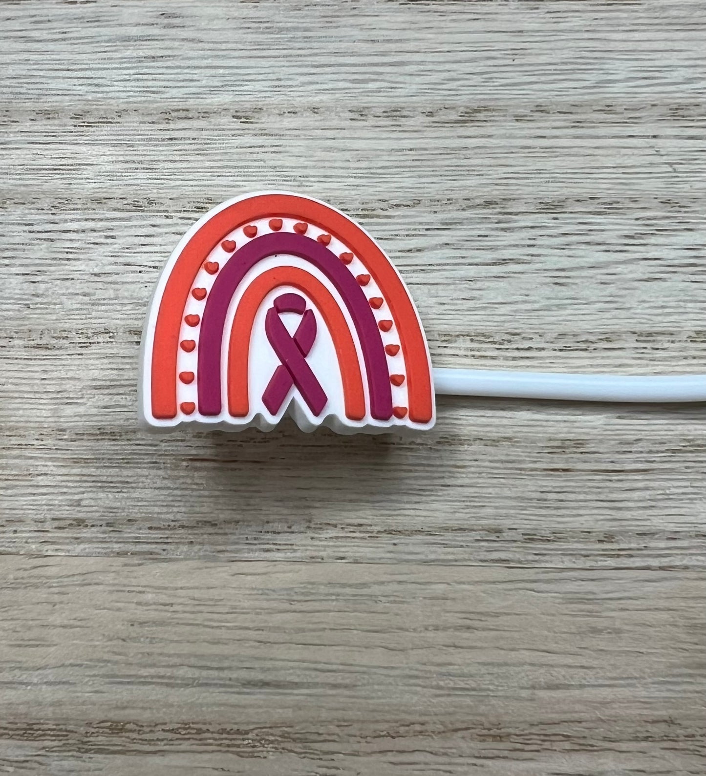 Straw Topper - Breast Cancer Ribbon Rainbow - Awareness