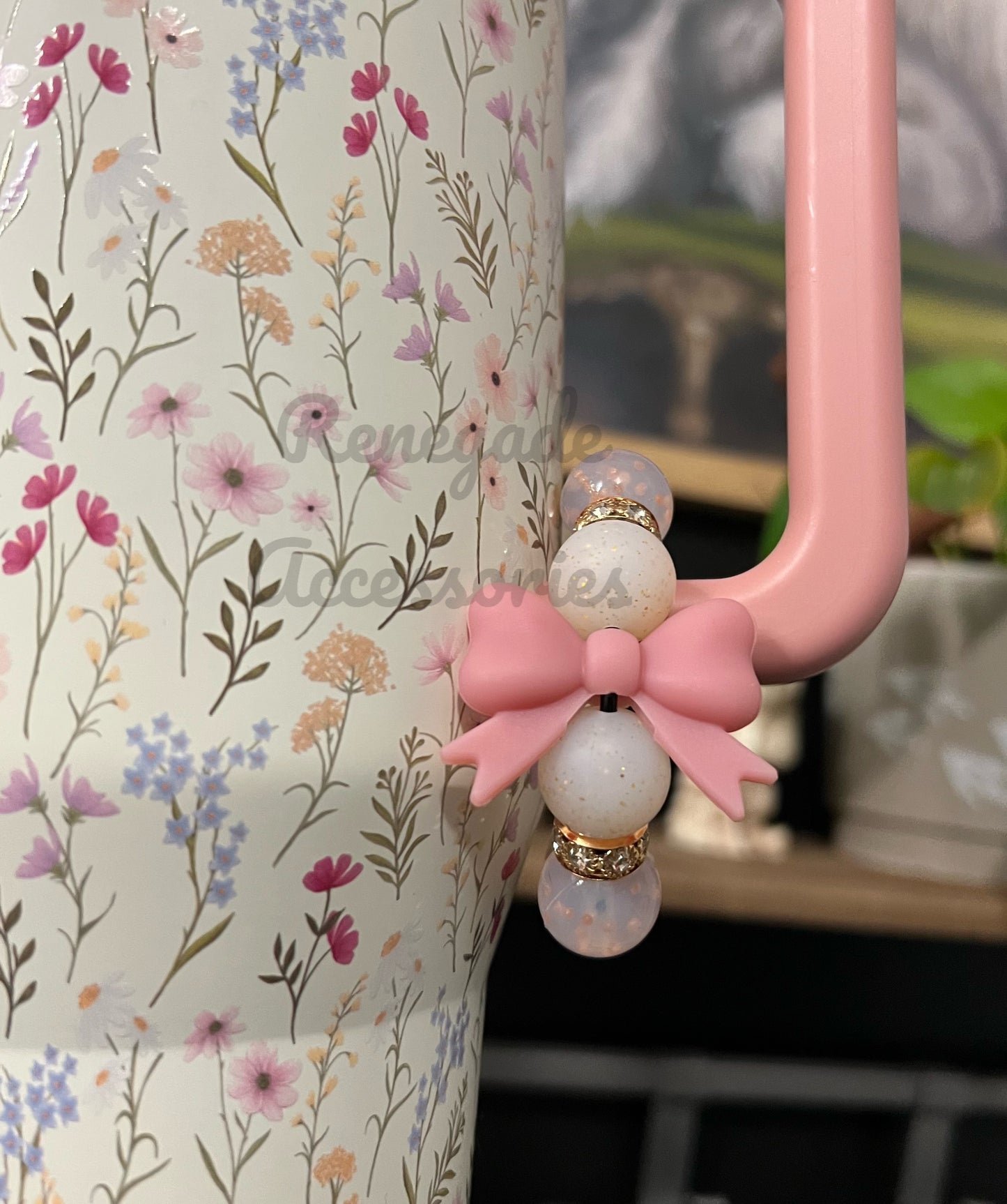 Silicone Charm - Dusty Pink Wildflower Bow