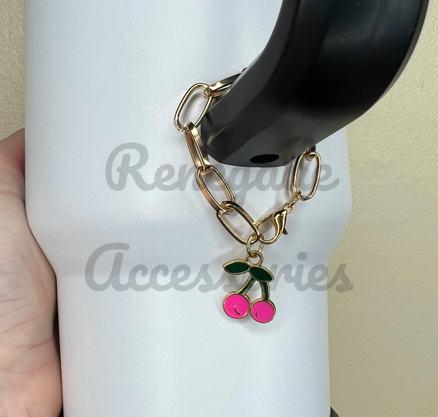 Metal Charm - Pink Cherry