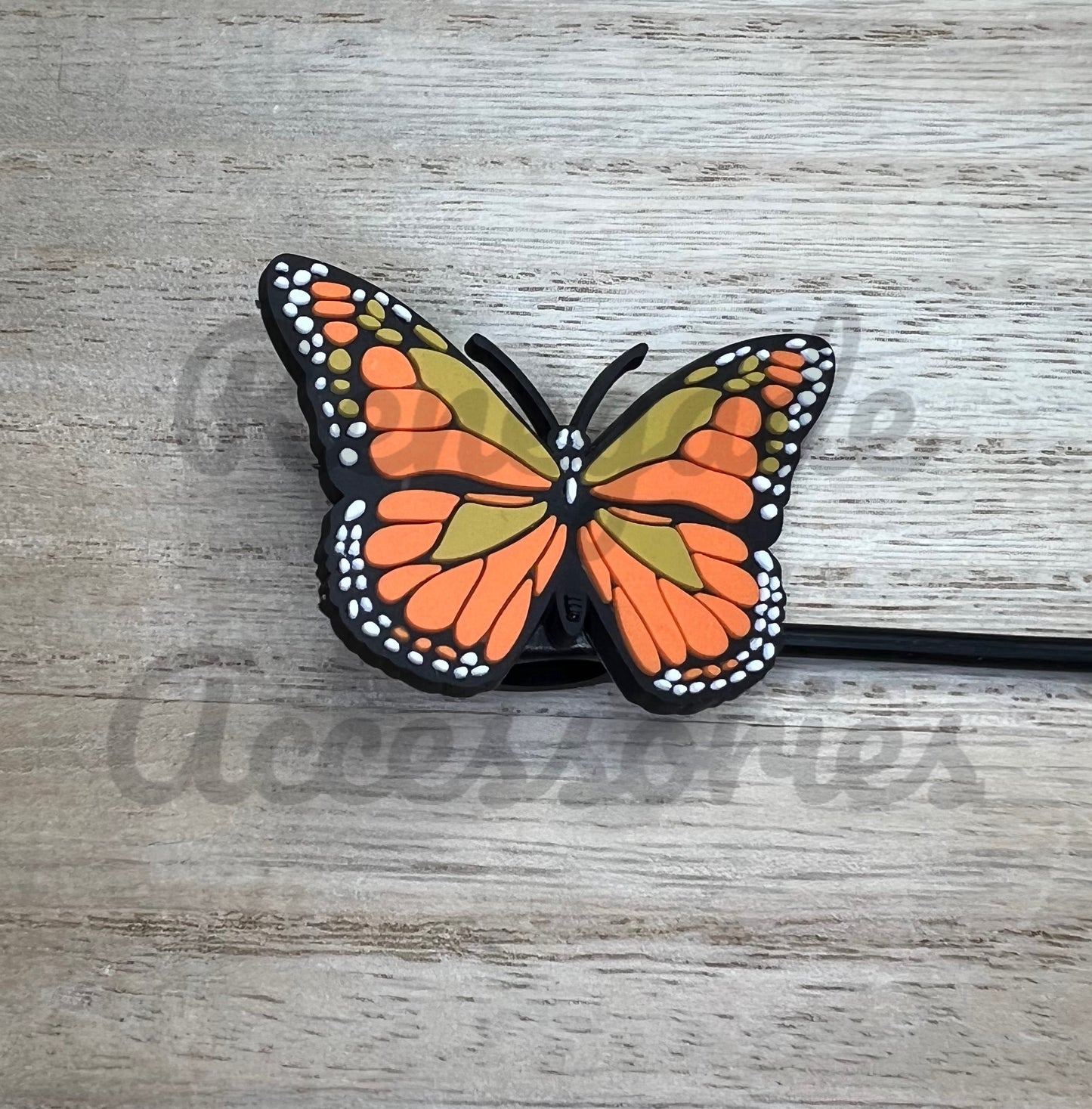 Straw Topper - Orange Butterfly