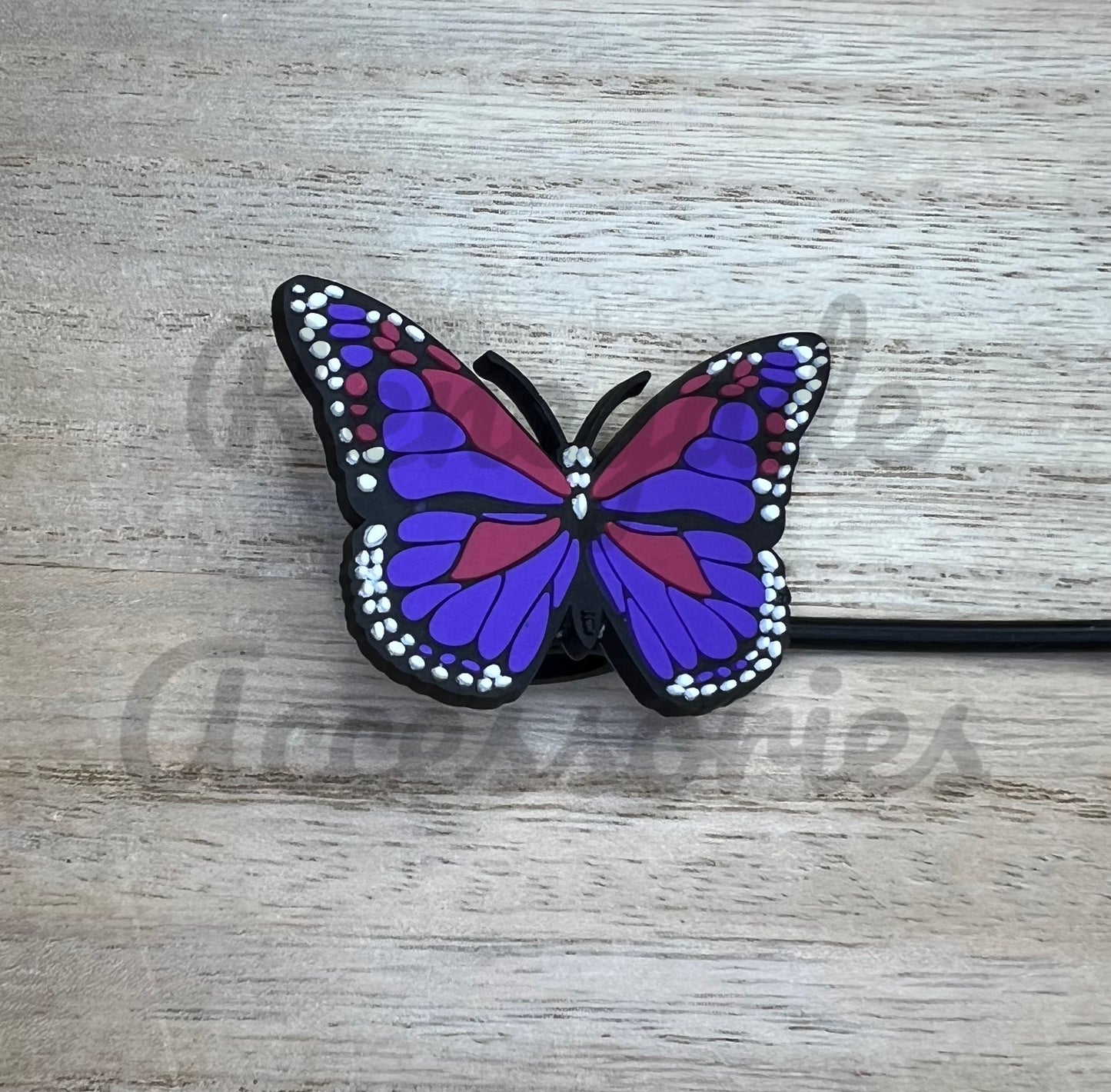 Straw Topper - Purple Butterfly