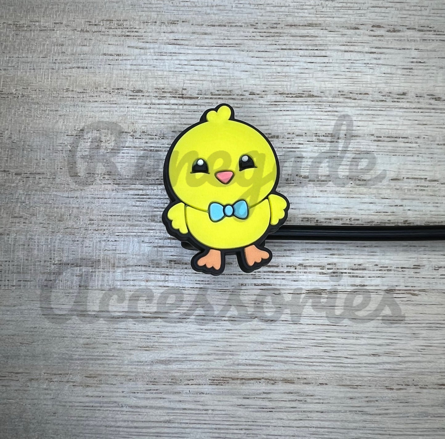 Straw Topper - Chick Blue Bow