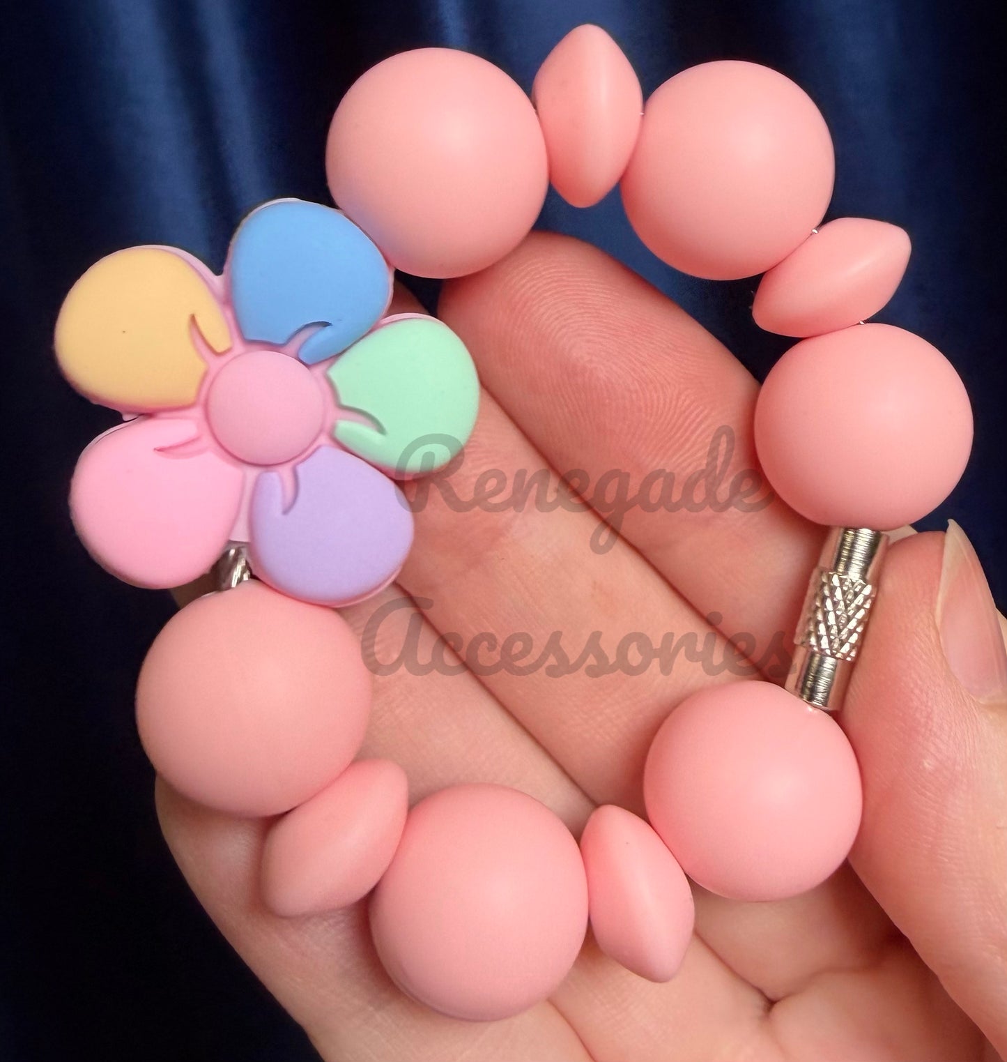 Silicone Charm - Multi Color Pink Daisy Flower (Colors Vary Slightly)
