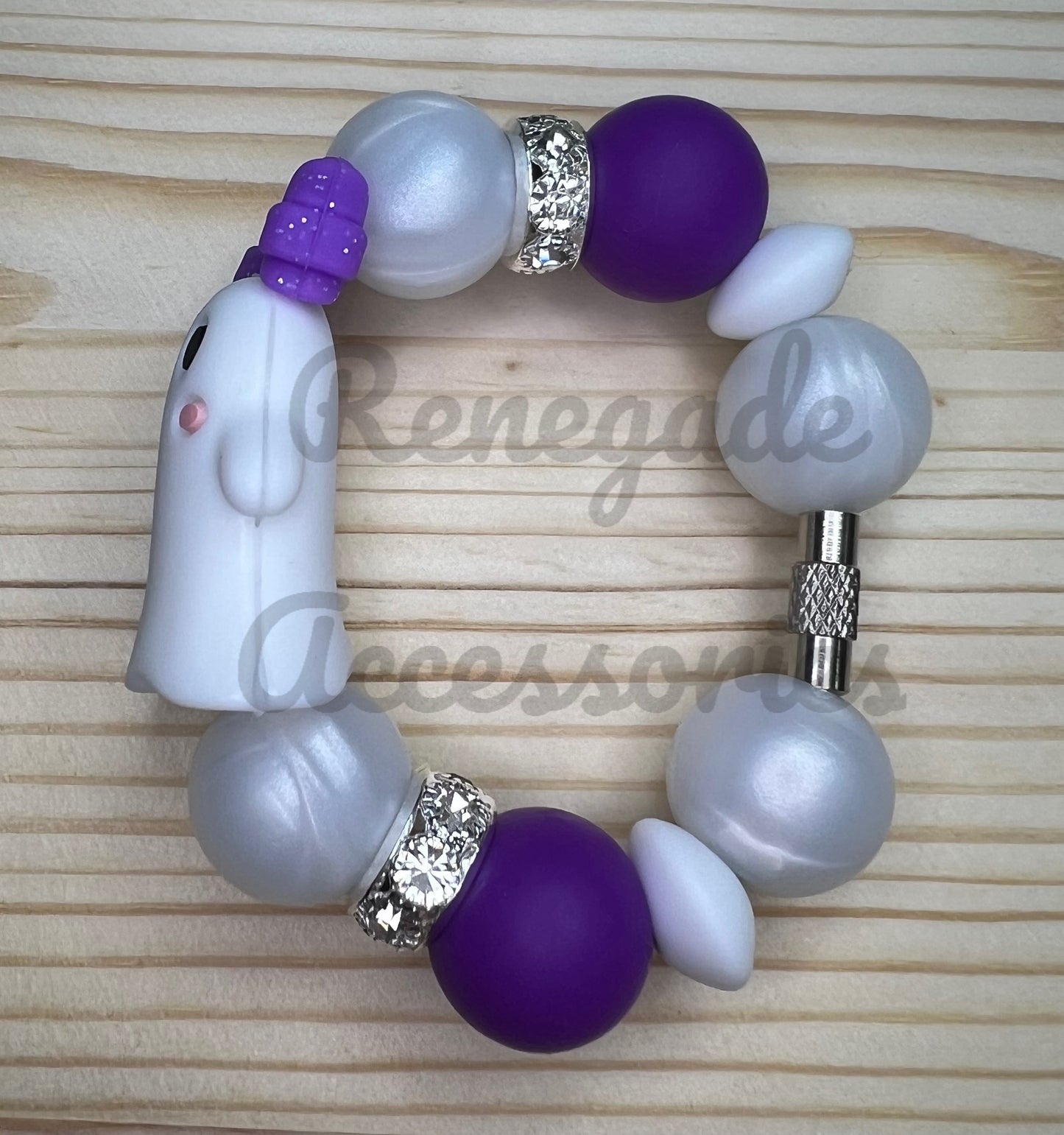 Silicone Charm - Ghost Purple Bow