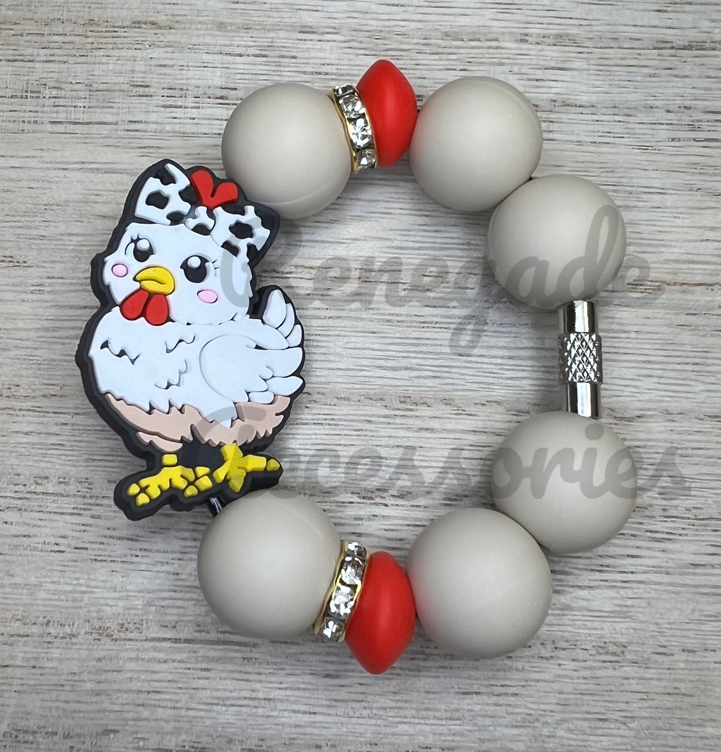 Silicone Charm - Bow Chicken