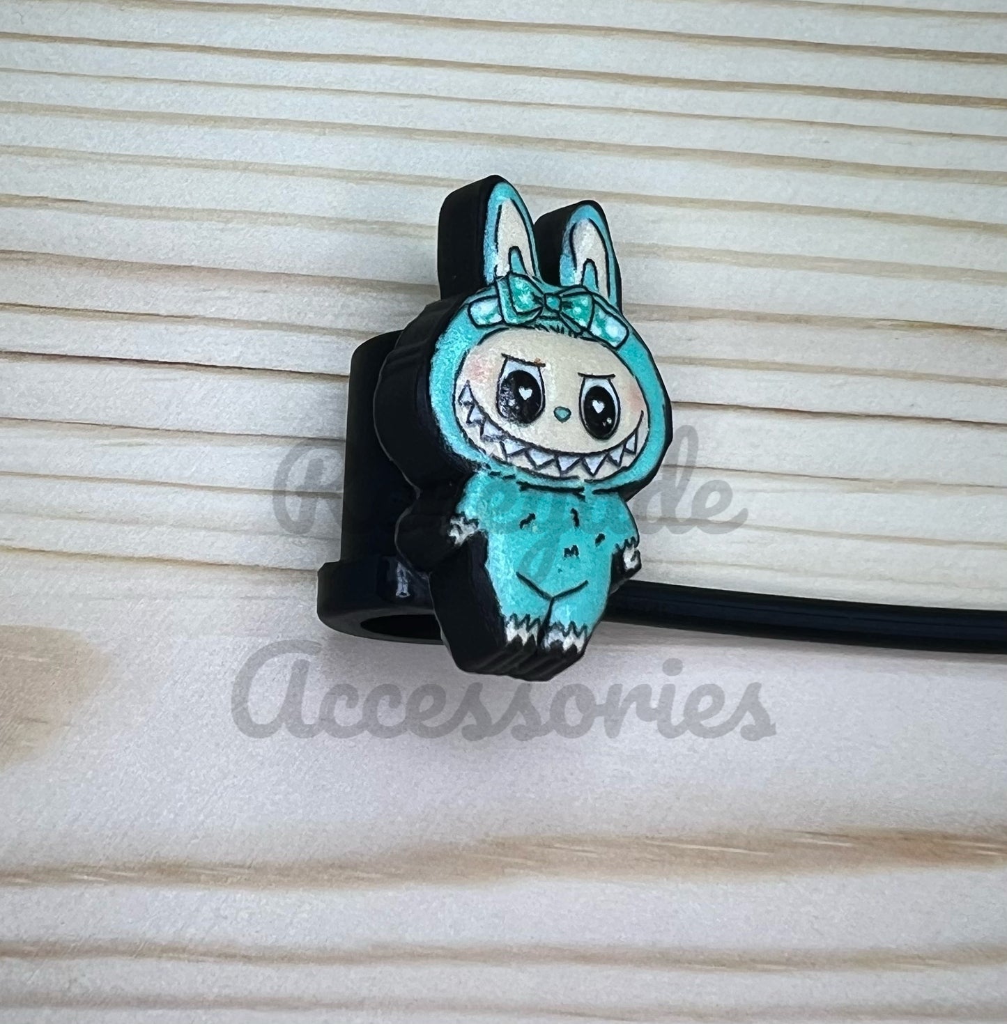 Straw Topper - Bubu Turquoise/Teal Bow