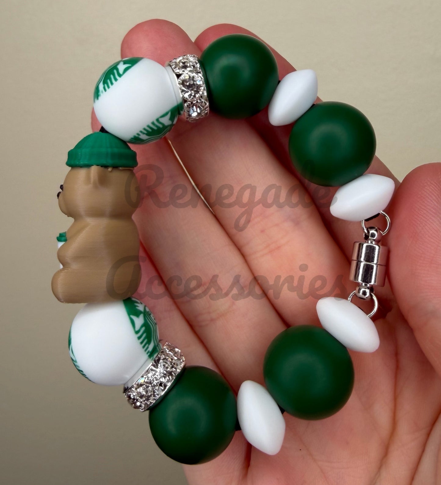 MAGNETIC CHARM - Bearista Bear - 3D Printed Bear/Silicone Beads