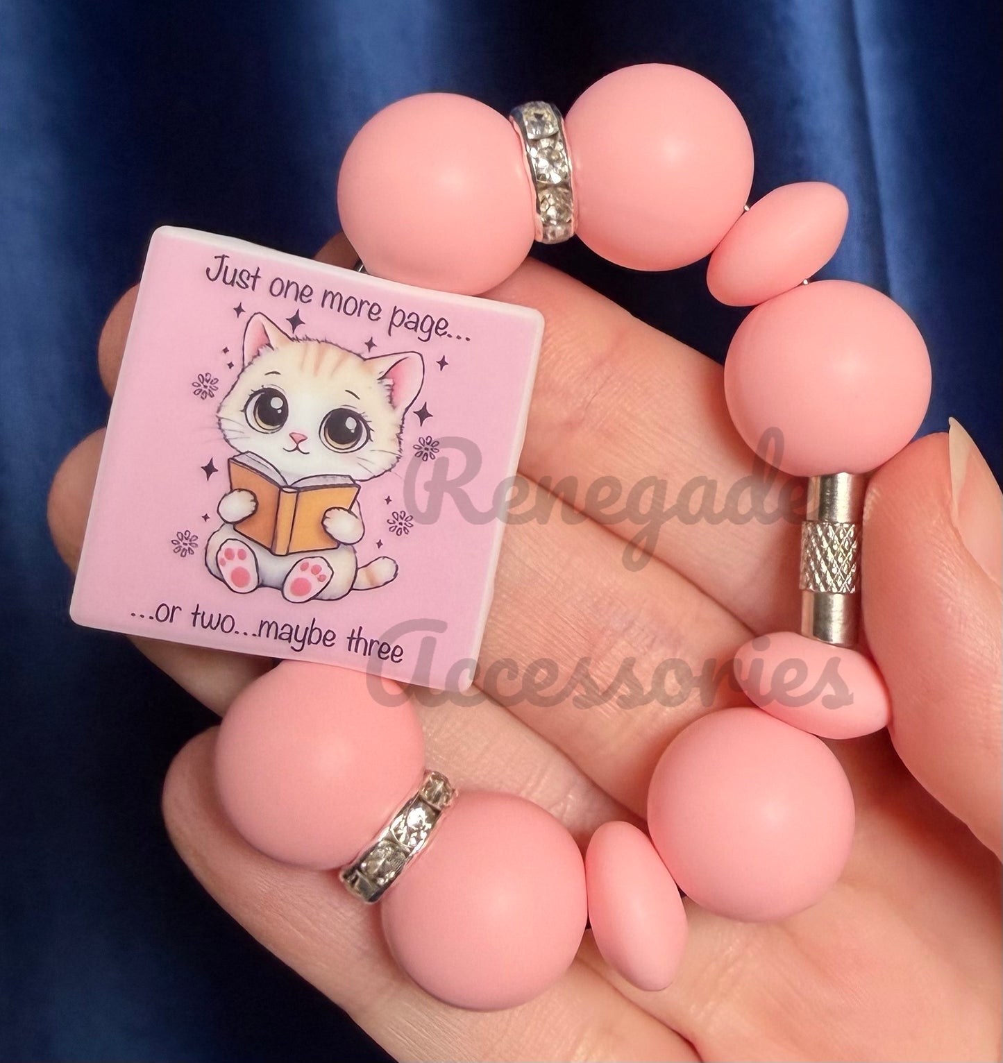 Silicone Charm - Just One More Page Cat - Books