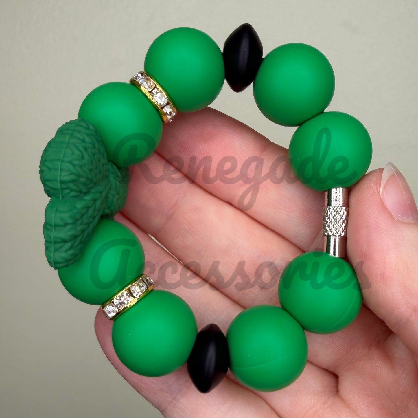 Silicone Charm - Green Sweater Bow