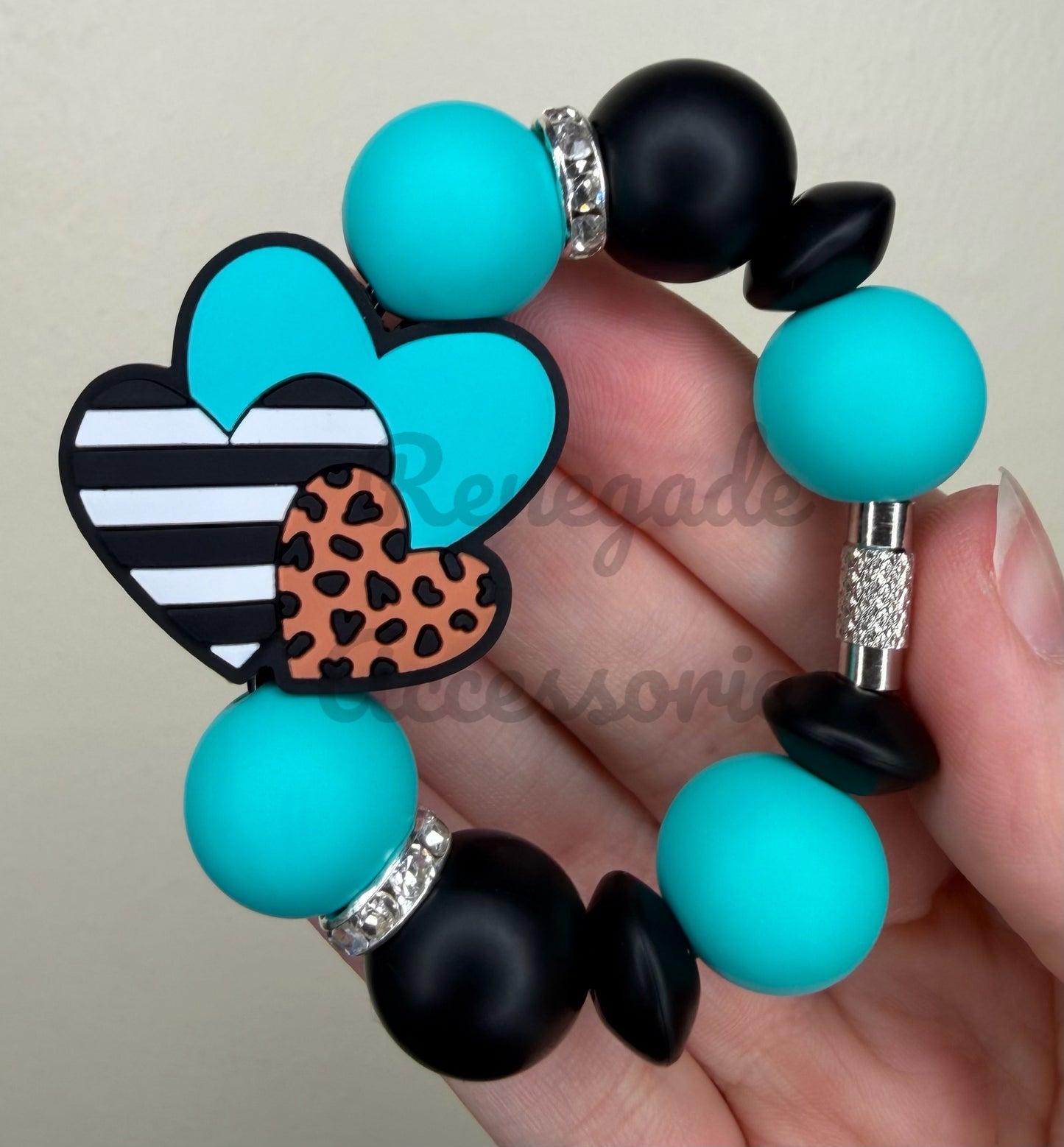 Silicone Charm - Teal Heart