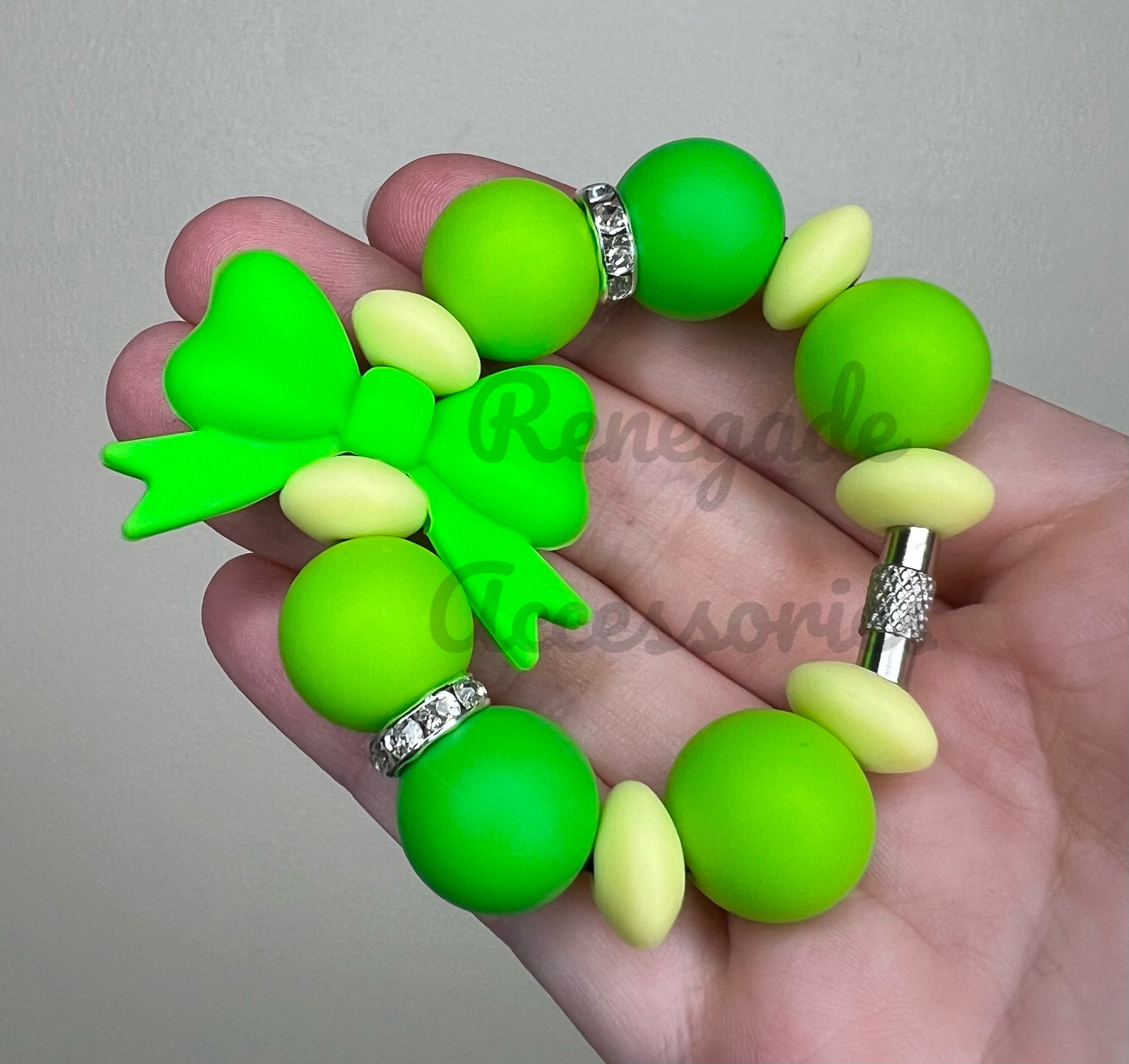Silicone Charm - Green Bow